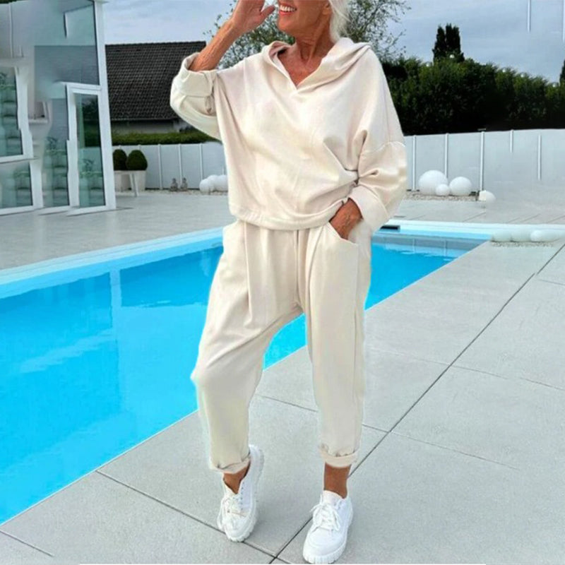✨ VANADAILY PICK ✨ Women’s Hooded Sweatshirt & Lounge Pants Set – Soft Casual 2-Piece Outfit