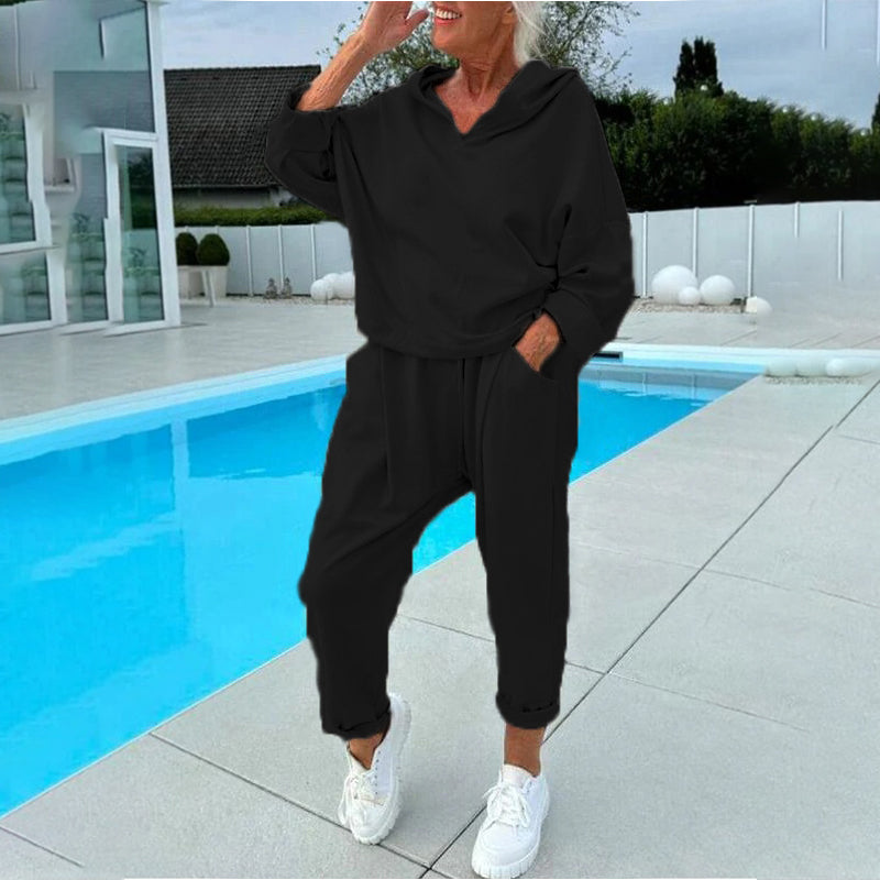 ✨ VANADAILY PICK ✨ Women’s Hooded Sweatshirt & Lounge Pants Set – Soft Casual 2-Piece Outfit