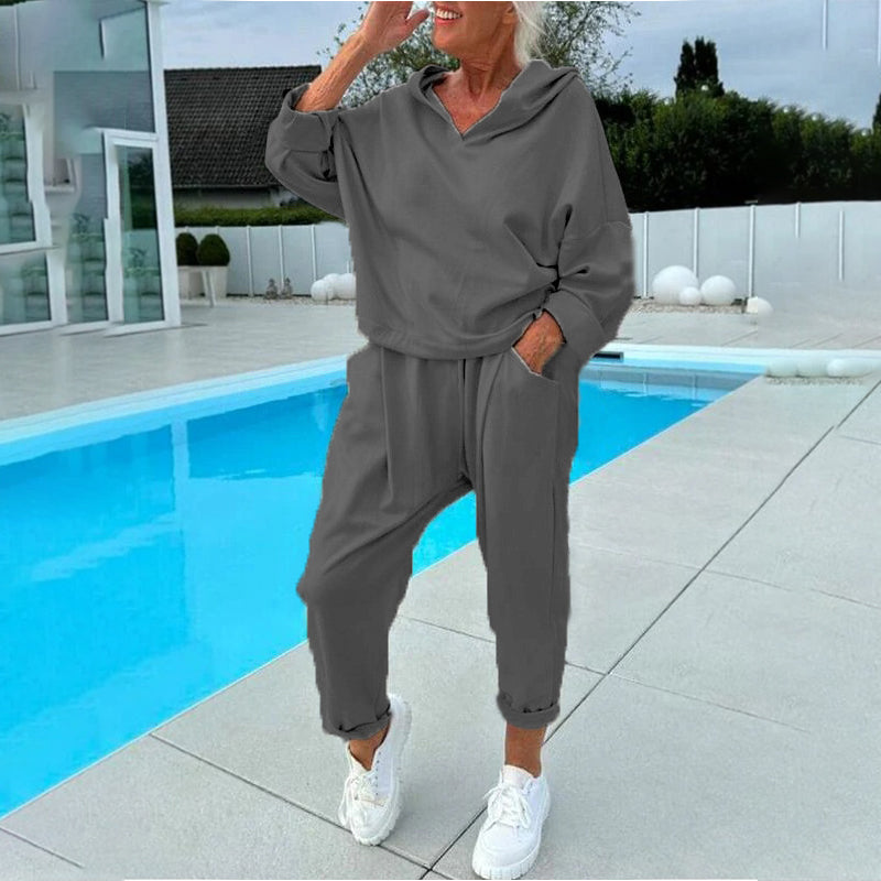 ✨ VANADAILY PICK ✨ Women’s Hooded Sweatshirt & Lounge Pants Set – Soft Casual 2-Piece Outfit