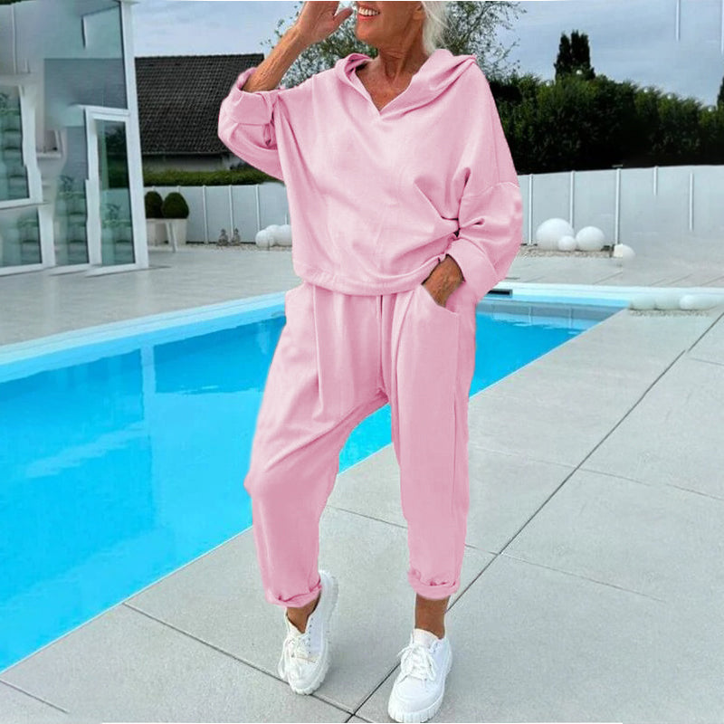 ✨ VANADAILY PICK ✨ Women’s Hooded Sweatshirt & Lounge Pants Set – Soft Casual 2-Piece Outfit