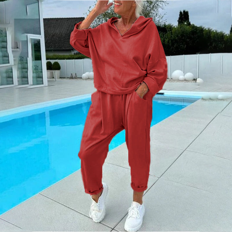 ✨ VANADAILY PICK ✨ Women’s Hooded Sweatshirt & Lounge Pants Set – Soft Casual 2-Piece Outfit