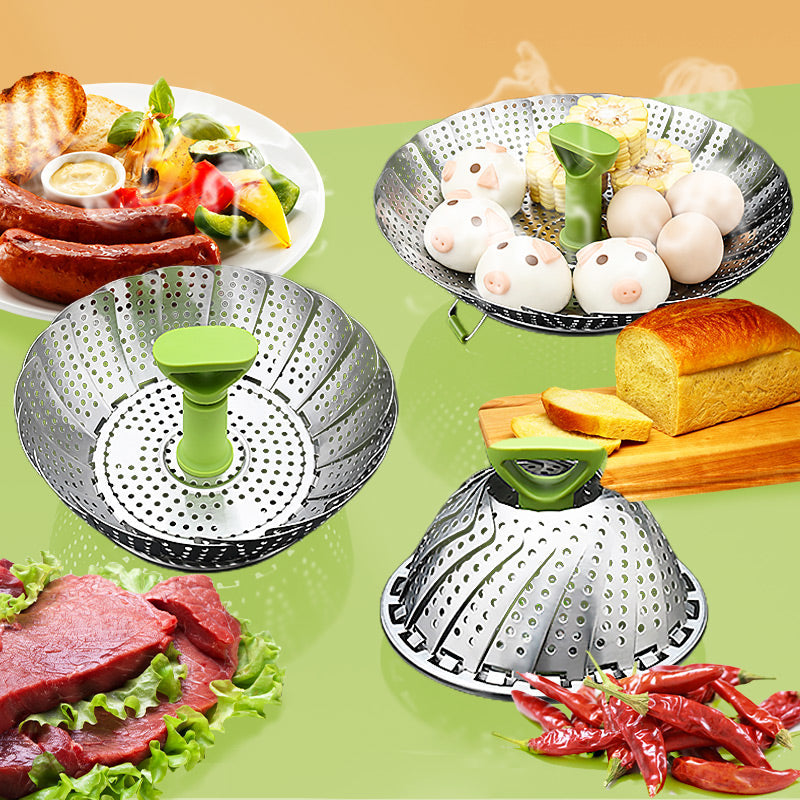 🔥 49% OFF ✨ Expandable Stainless Steel Steamer Basket – Foldable Pot Insert