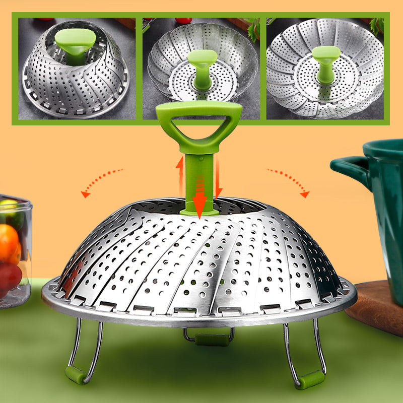 🔥 49% OFF ✨ Expandable Stainless Steel Steamer Basket – Foldable Pot Insert