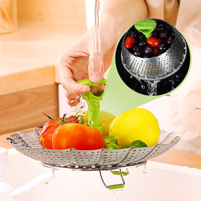 🔥 49% OFF ✨ Expandable Stainless Steel Steamer Basket – Foldable Pot Insert