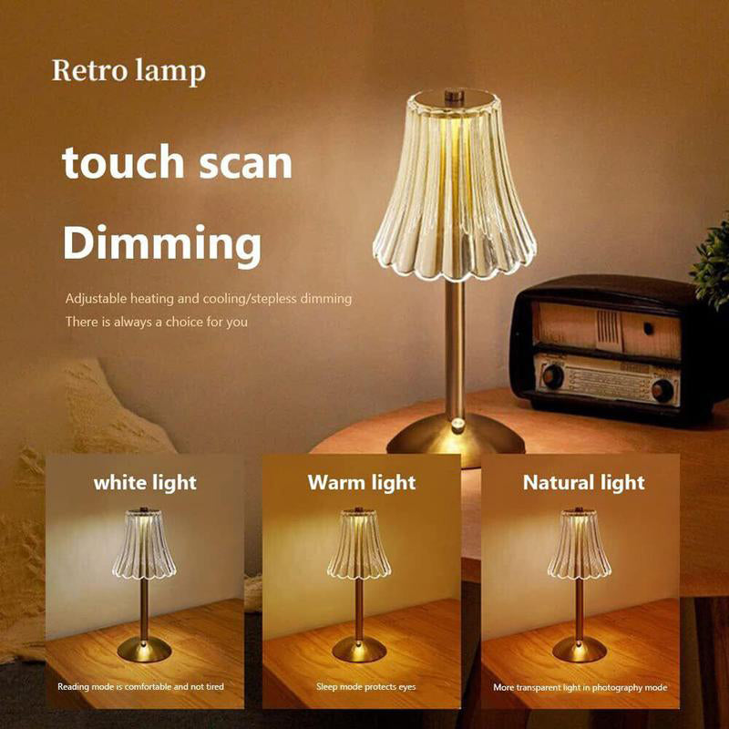 🔥 50% OFF ✨ Retro Rechargeable Table Lamp – Touch Dimming, 3 Light Tones & Cordless Design