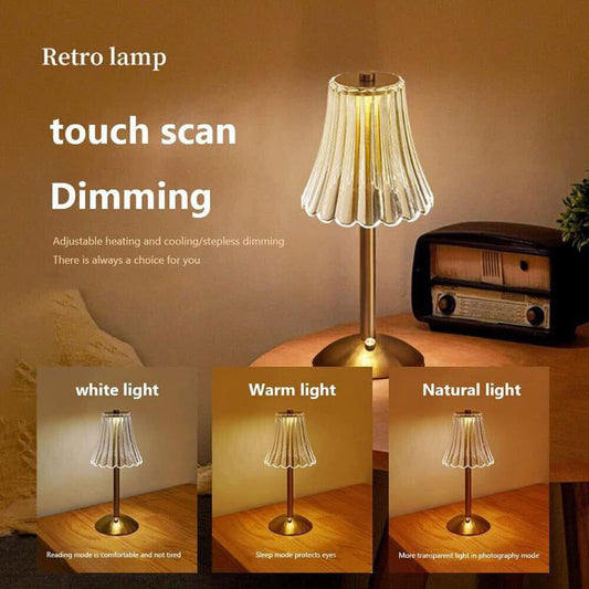 🔥 50% OFF ✨ Retro Rechargeable Table Lamp – Touch Dimming, 3 Light Tones & Cordless Design