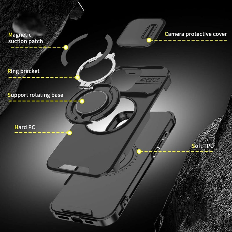 🔥 50% OFF ✨ Protective iPhone Case with Ring Stand – Camera Cover & Magnetic Mount
