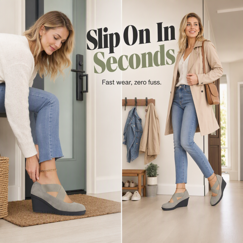 🔥 50% OFF ✨ Women’s Comfort Wedge Flats – Easy Slip-On, Round Toe & Soft Sole