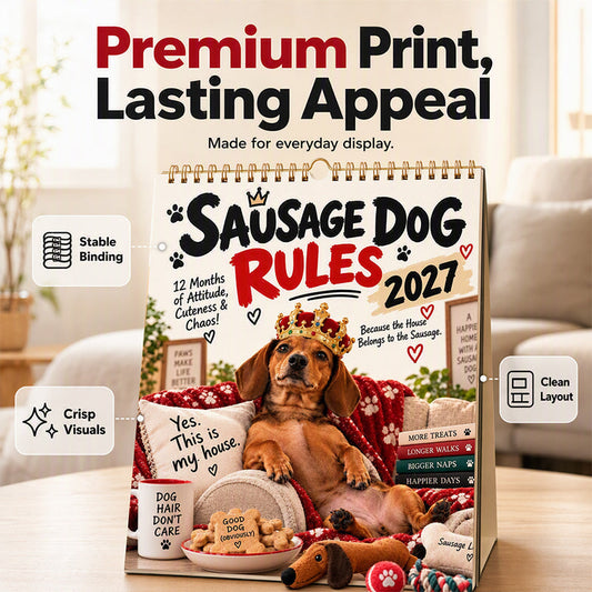 🔥 50% OFF ✨ 2027 Dachshund Wall Calendar – 12 Months of Sausage Dog Fun