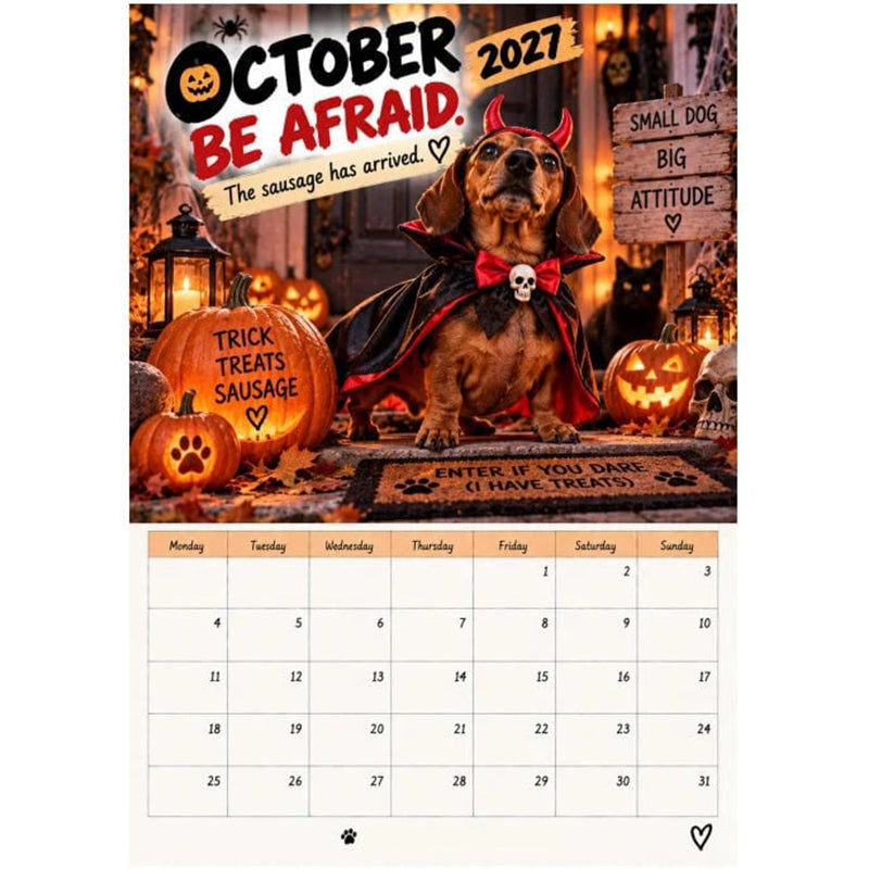 🔥 50% OFF ✨ 2027 Dachshund Wall Calendar – 12 Months of Sausage Dog Fun