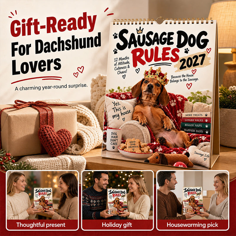 🔥 50% OFF ✨ 2027 Dachshund Wall Calendar – 12 Months of Sausage Dog Fun