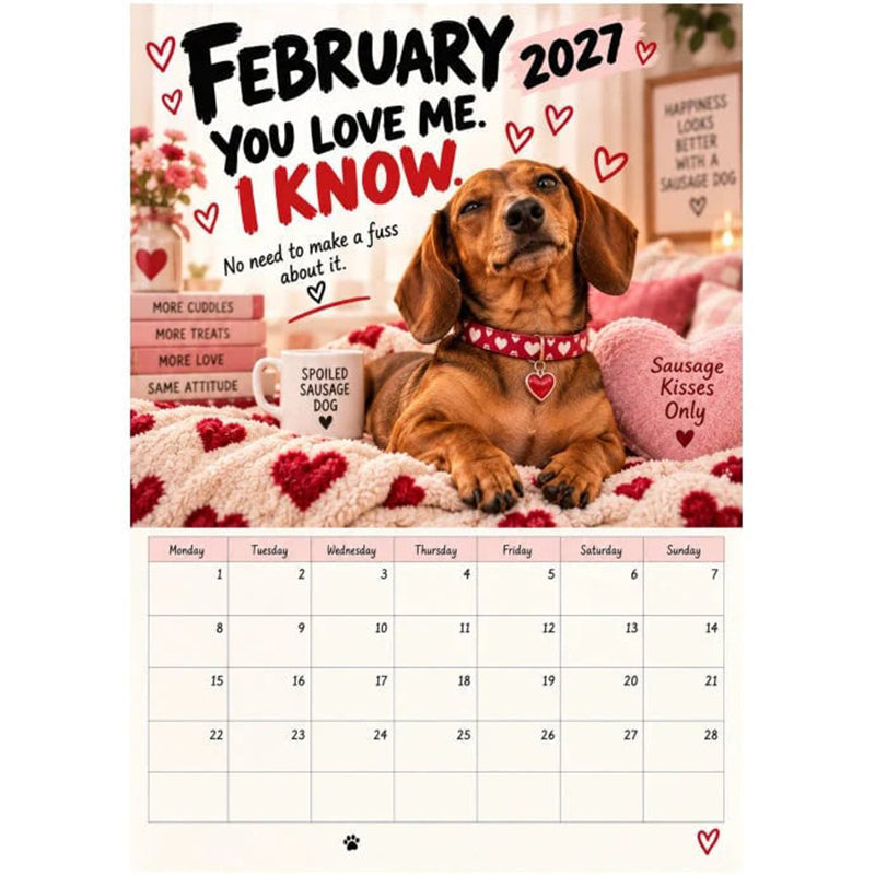🔥 50% OFF ✨ 2027 Dachshund Wall Calendar – 12 Months of Sausage Dog Fun
