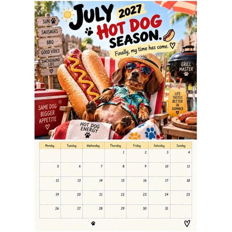 🔥 50% OFF ✨ 2027 Dachshund Wall Calendar – 12 Months of Sausage Dog Fun