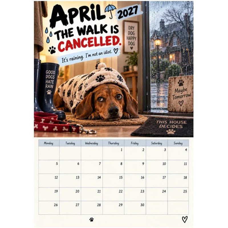 🔥 50% OFF ✨ 2027 Dachshund Wall Calendar – 12 Months of Sausage Dog Fun