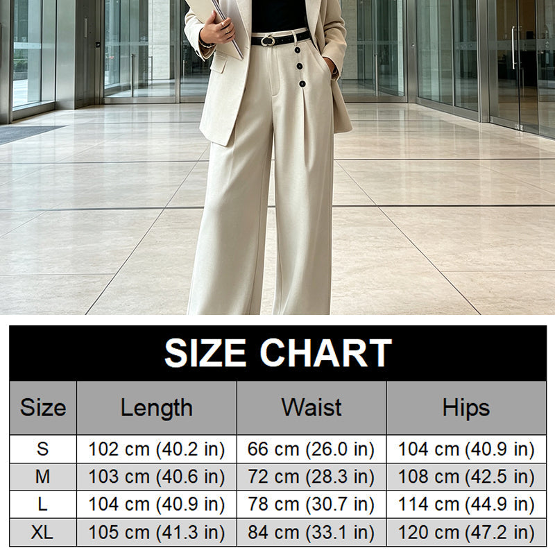 🔥 50% OFF ✨ Women’s High-Waist Wide-Leg Pants – Button Detail & Elegant Office Style