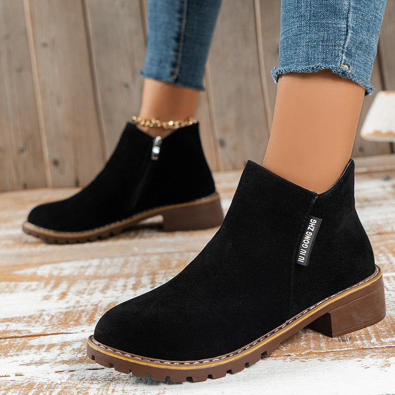🔥 50% OFF ✨ Women’s Side-Zip Ankle Boots – Comfortable Low-Heel Everyday Style