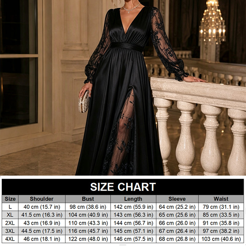 🔥 50% OFF ✨ Women’s V-Neck Lace A-Line Maxi Dress – Elegant Occasion Style