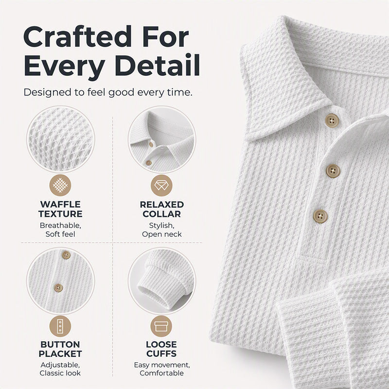 🔥 50% OFF ✨ Women’s Relaxed Waffle Knit Top – Soft Collared Everyday Style