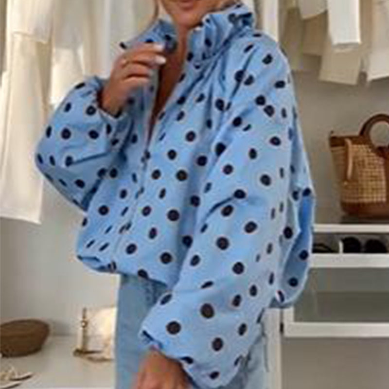 🔥 50% OFF ✨ Women’s Polka Dot Zip-Up Jacket – Casual Everyday Layer