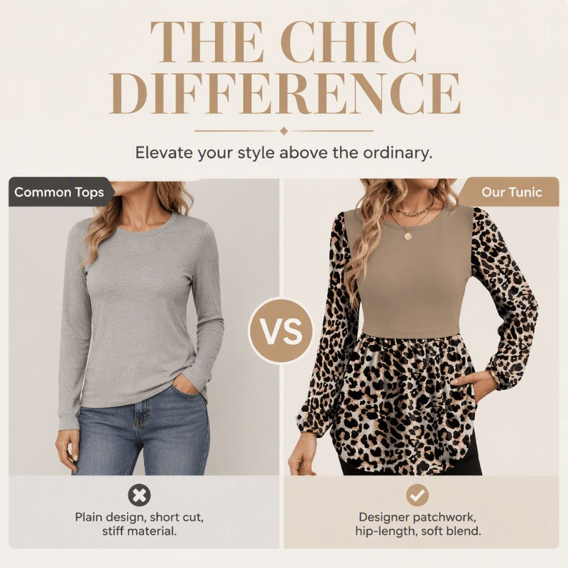 🔥 50% OFF ✨ Women’s Leopard Print Tunic Top – Soft Long-Sleeve Everyday Style