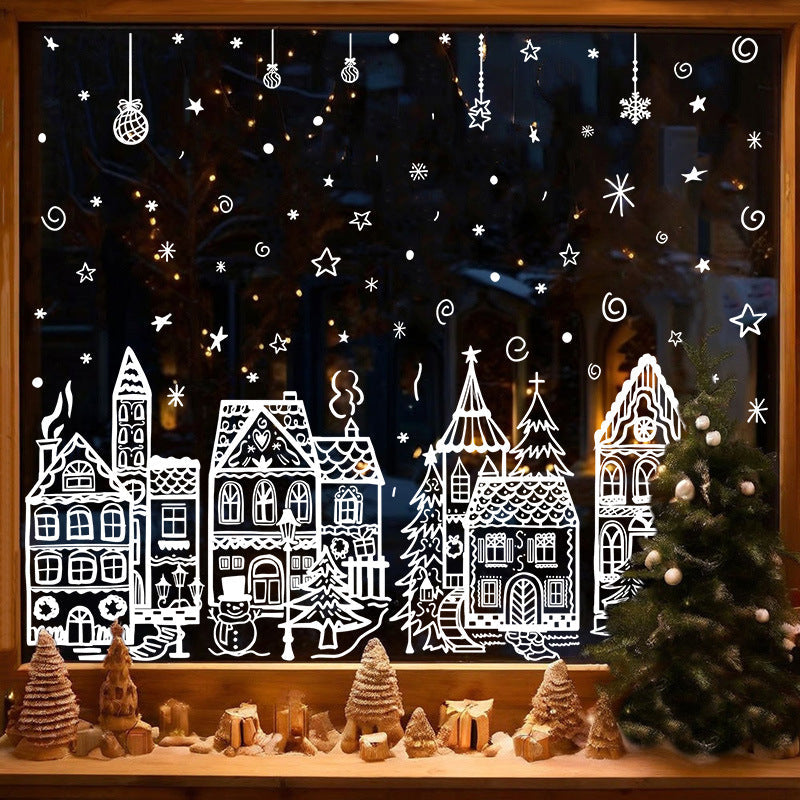 🎄 50% OFF ✨ Christmas Village Window Cling Set – 78 Reusable Static Decals