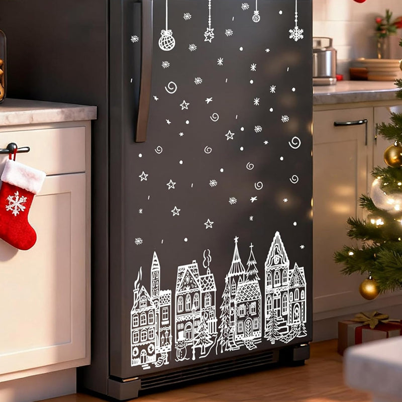 🎄 50% OFF ✨ Christmas Village Window Cling Set – 78 Reusable Static Decals