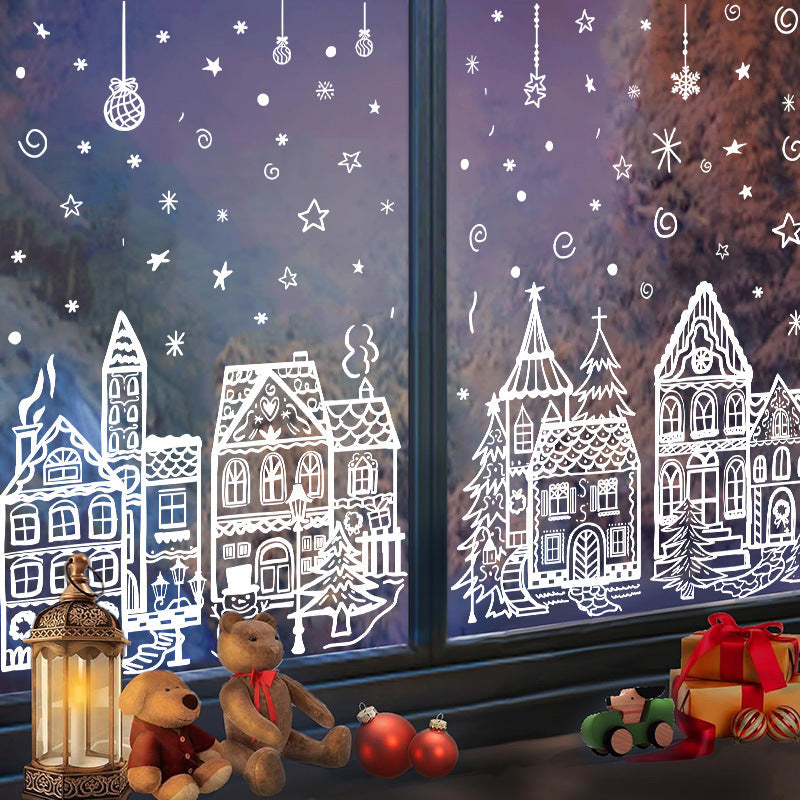 🎄 50% OFF ✨ Christmas Village Window Cling Set – 78 Reusable Static Decals