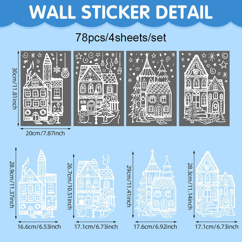 🎄 50% OFF ✨ Christmas Village Window Cling Set – 78 Reusable Static Decals