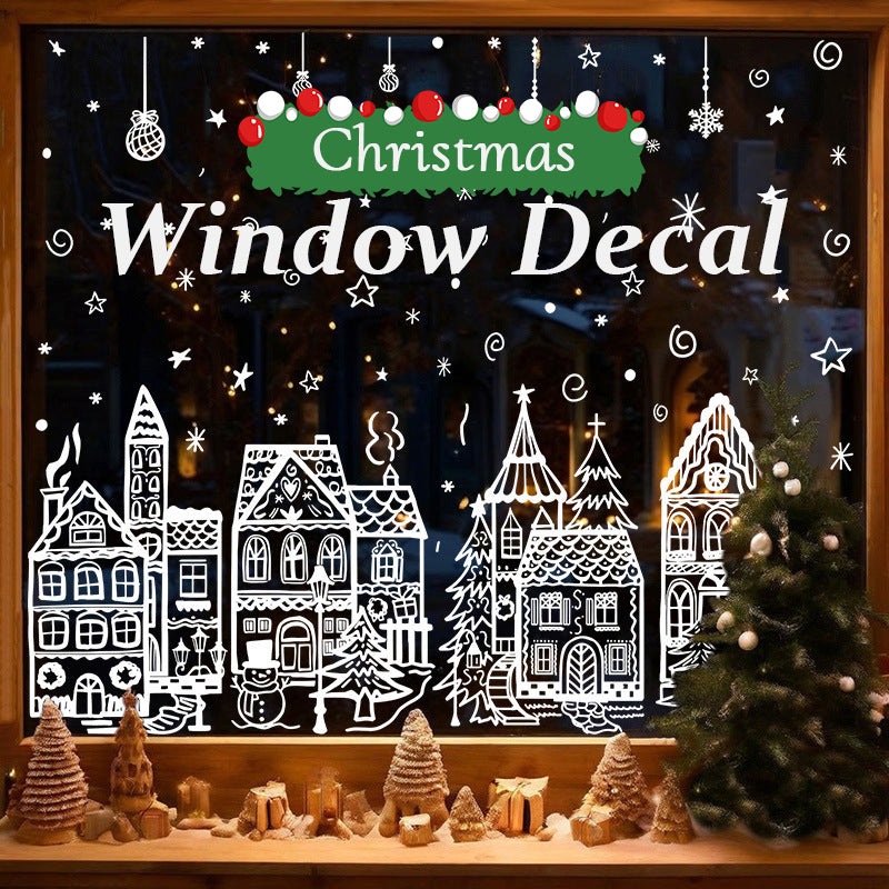 🎄 50% OFF ✨ Christmas Village Window Cling Set – 78 Reusable Static Decals