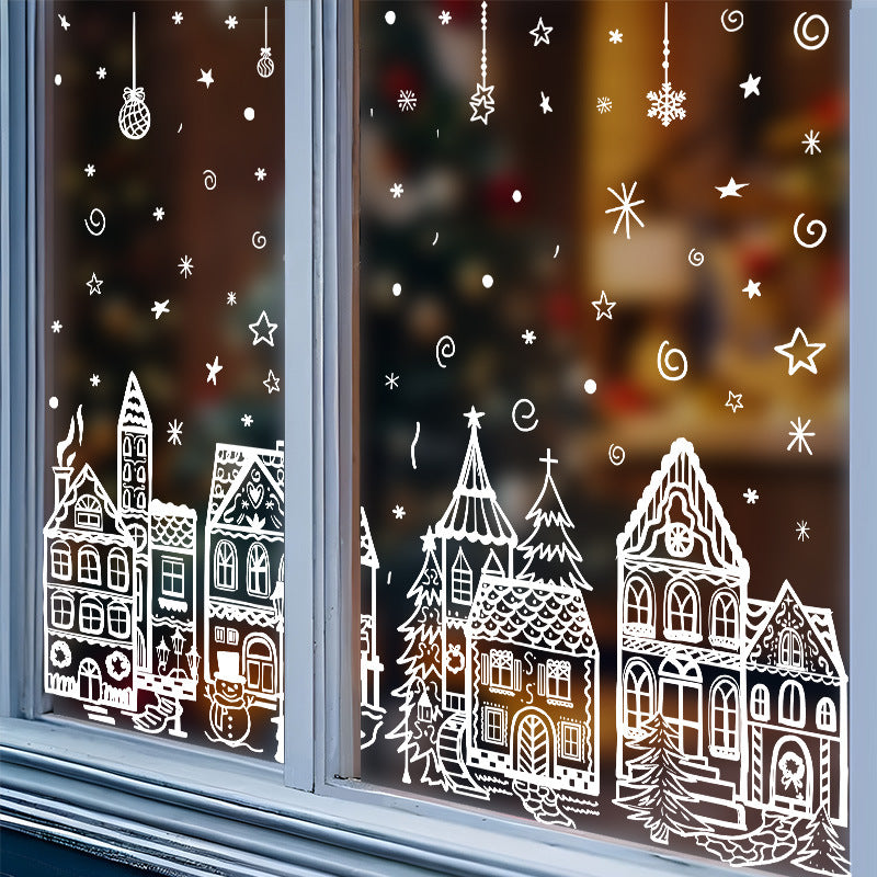🎄 50% OFF ✨ Christmas Village Window Cling Set – 78 Reusable Static Decals