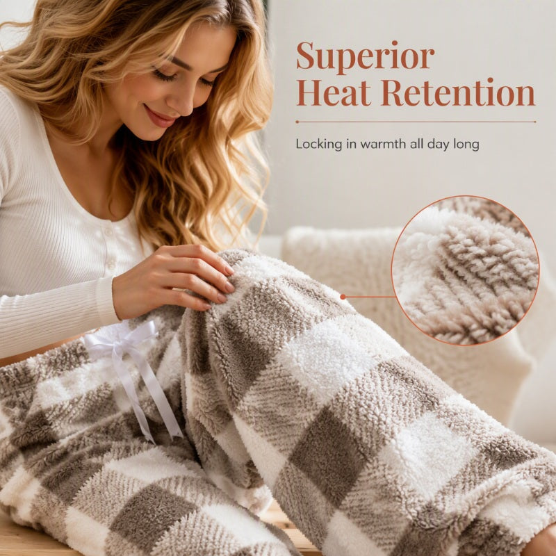🔥 50% OFF | Women's Plush Plaid Wide-Leg Lounge Pants – Ultra-Soft & Cozy