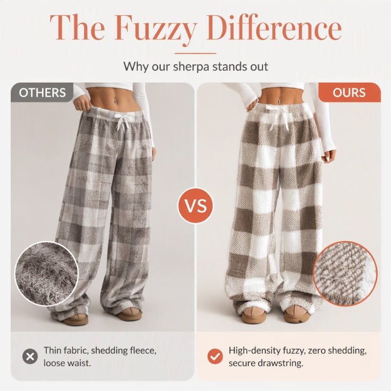🔥 50% OFF | Women's Plush Plaid Wide-Leg Lounge Pants – Ultra-Soft & Cozy