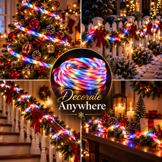 Candy cane LED rope light Christmas decor for tree, fence, stairs and home