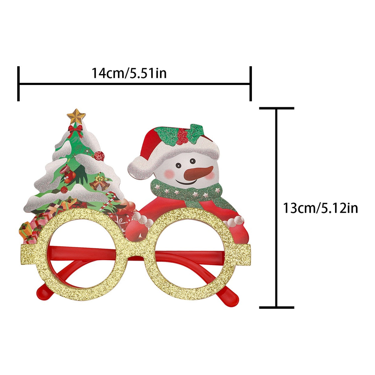 Christmas novelty glasses style 02 printed snowman and tree