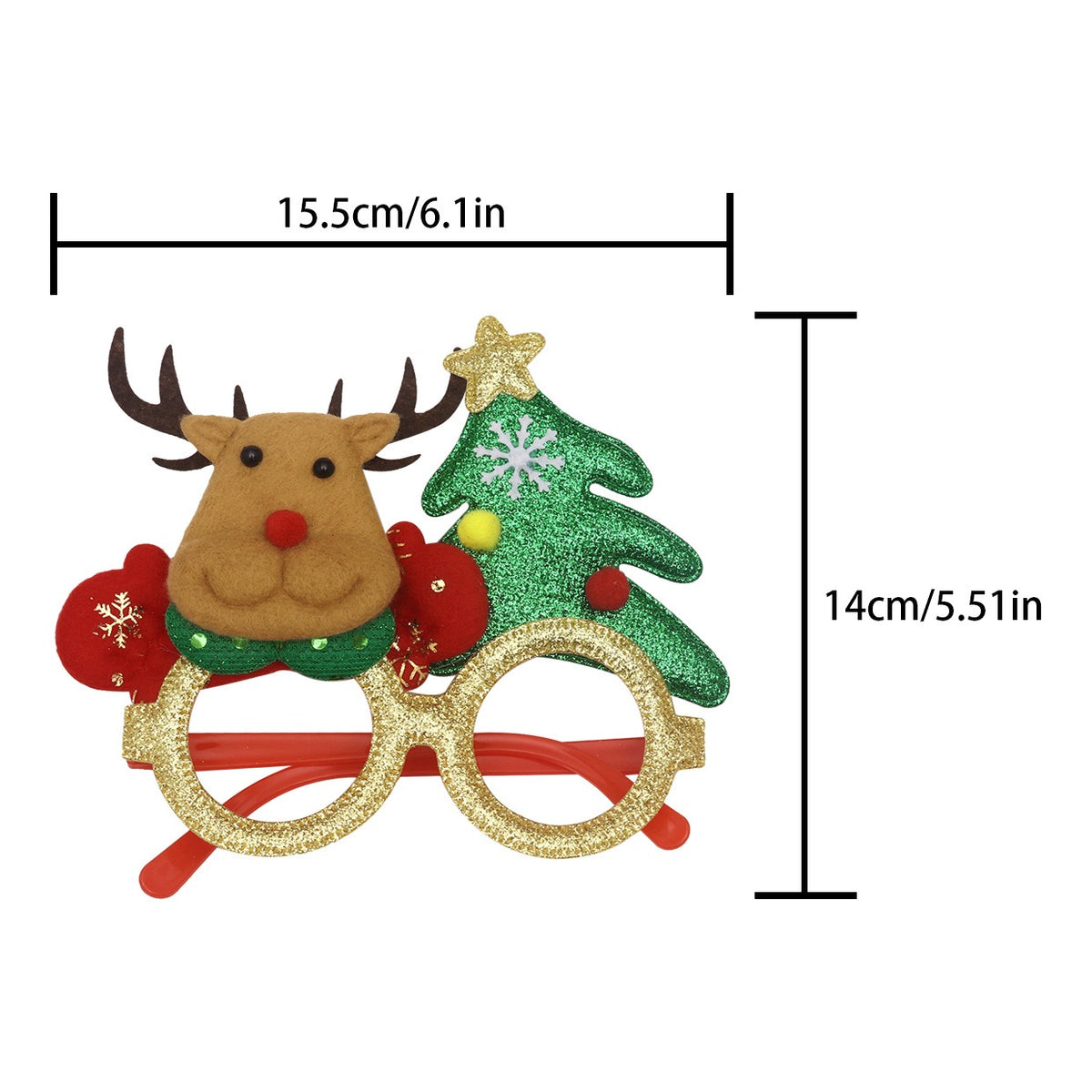 Christmas novelty glasses style 05 reindeer and tree