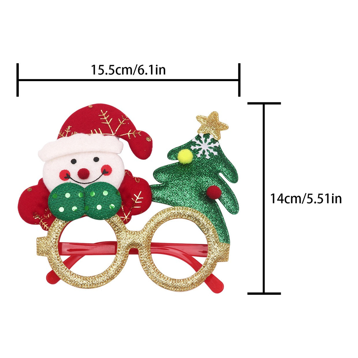 Christmas novelty glasses style 06 plush snowman and tree