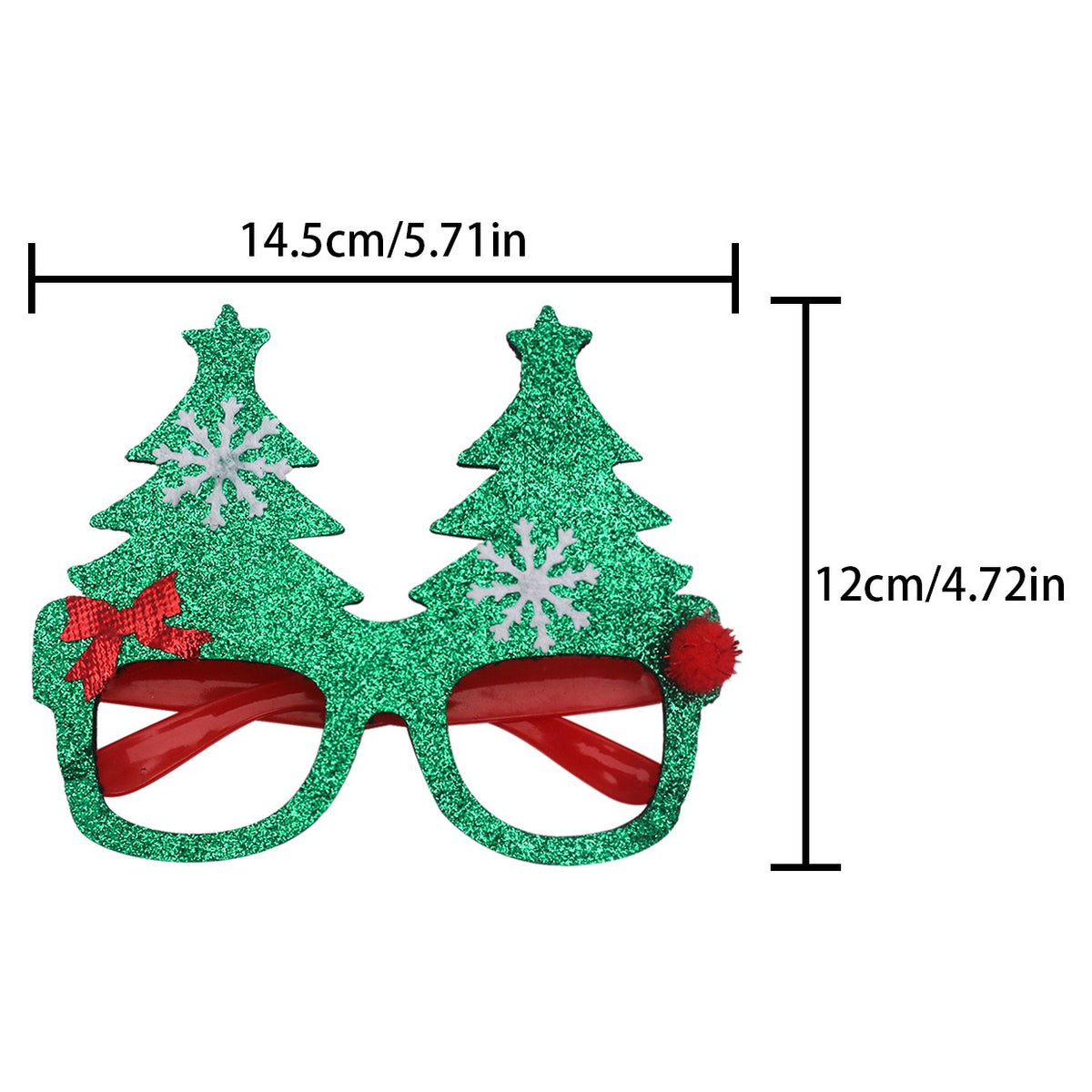 Christmas novelty glasses style 12 green tree snowflake frame