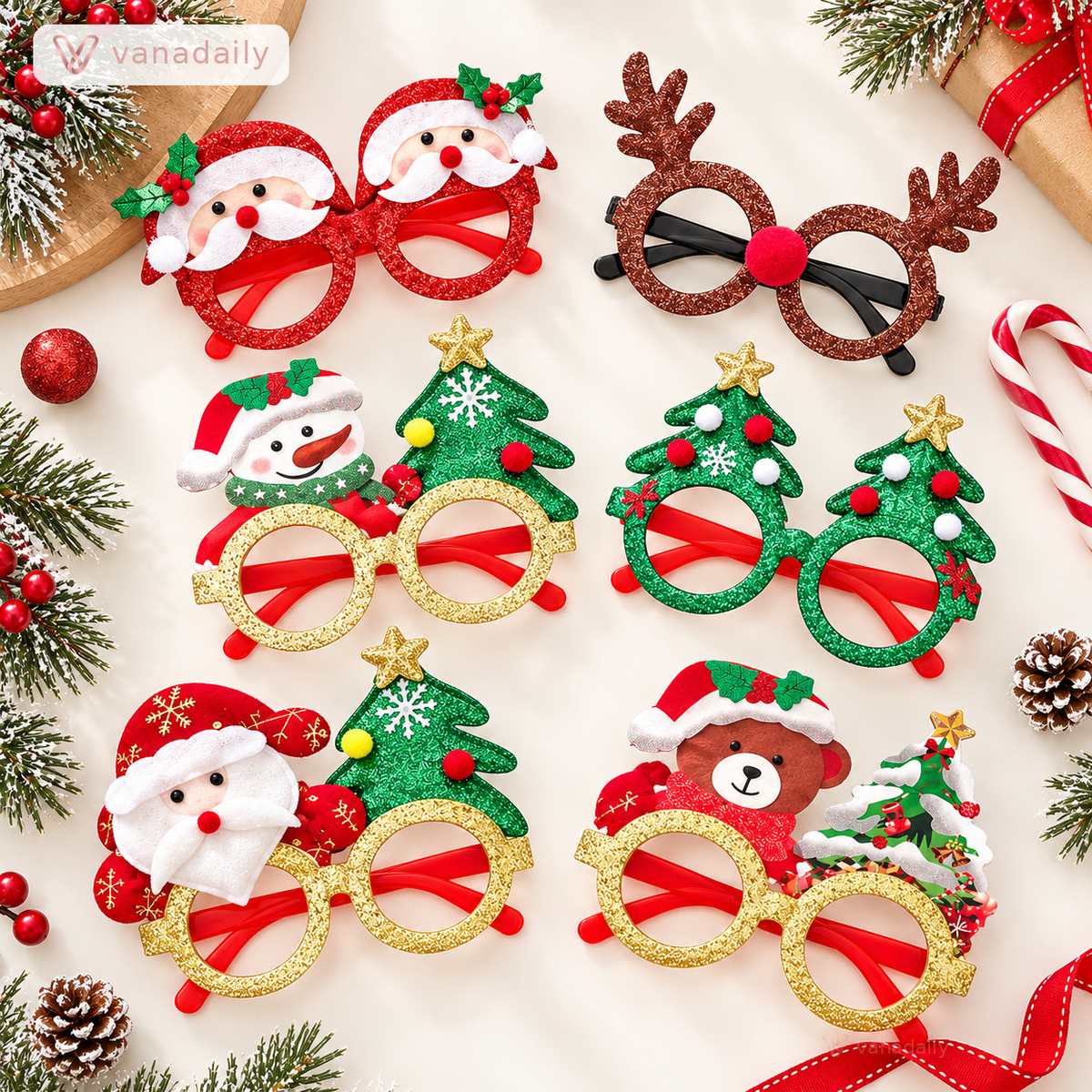 Vanadaily festive Christmas party glasses collection