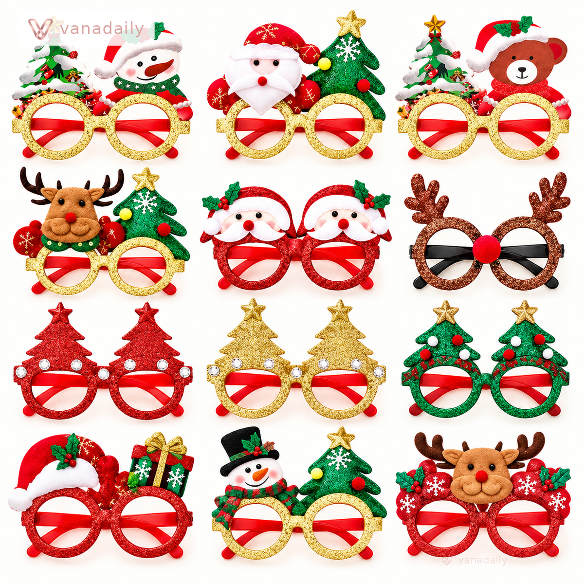 Vanadaily festive Christmas novelty glasses style selection