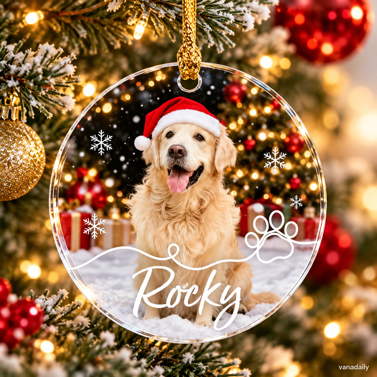 Personalized pet photo acrylic Christmas ornament