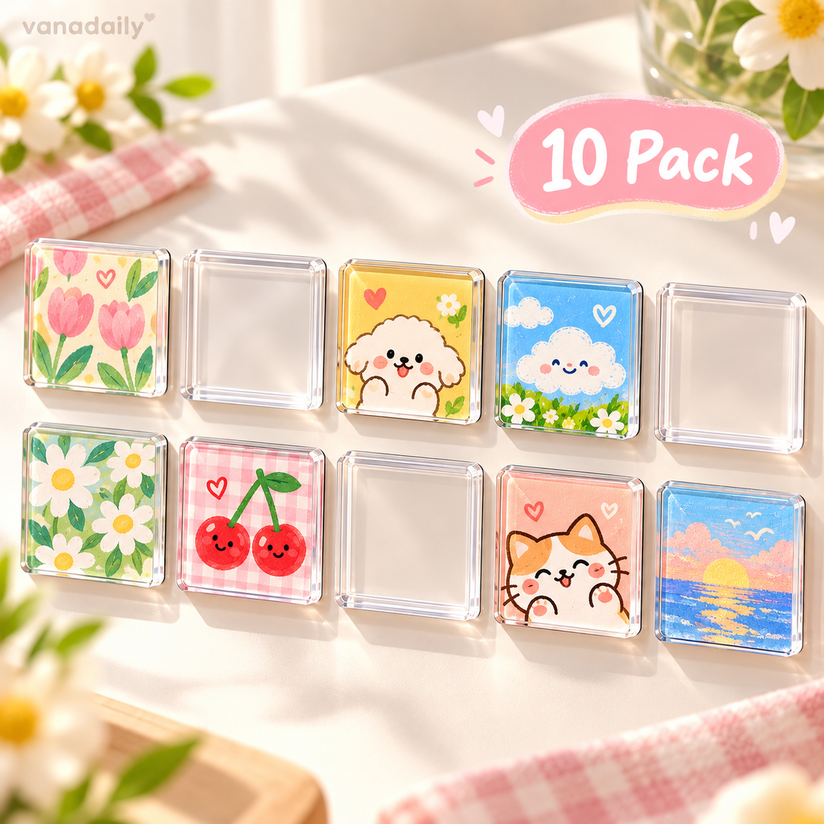 Vanadaily DIY acrylic fridge magnet kit 10 pack