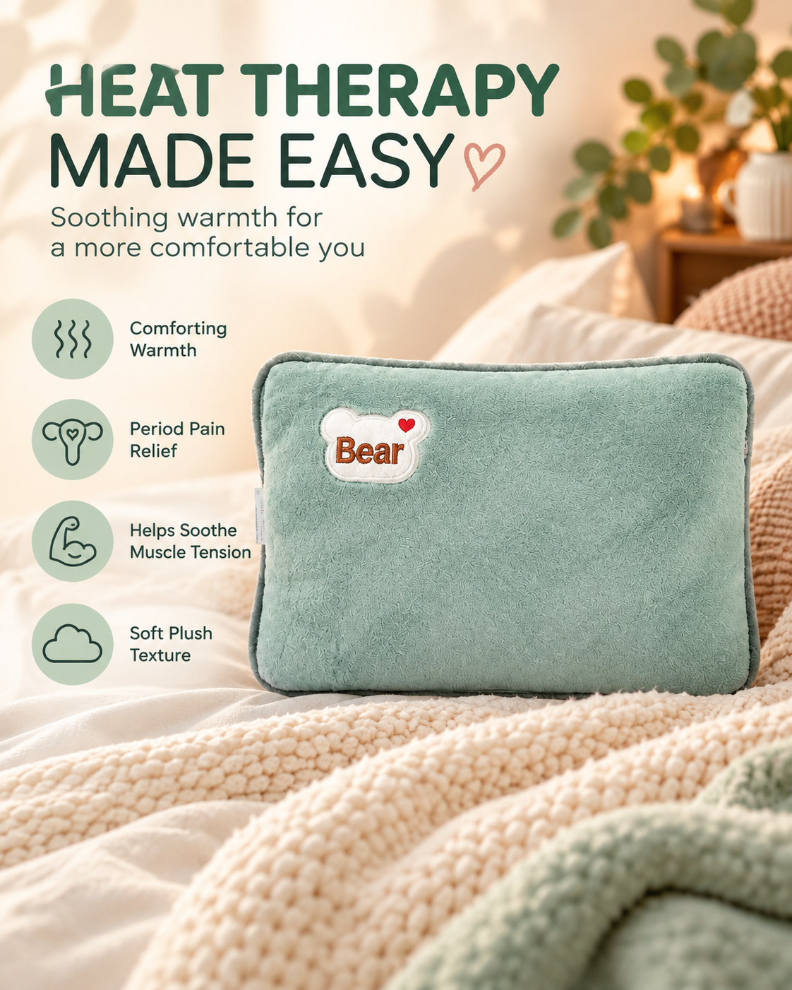 Plush heat pack comfort scene