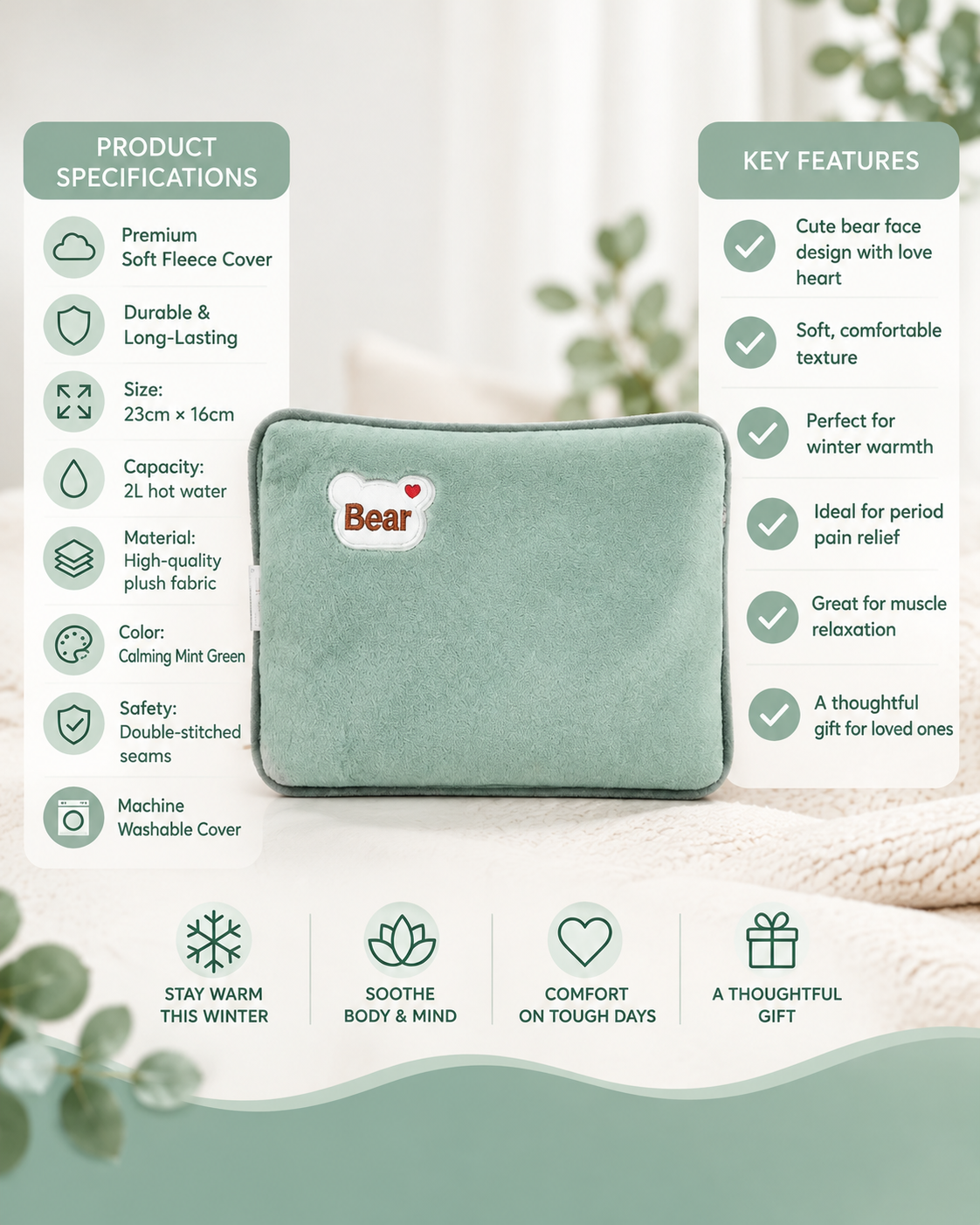 Plush heat pack product specifications